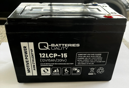 Q-Batteries 12V 15 Ah Blei Akku Schraubanschluss